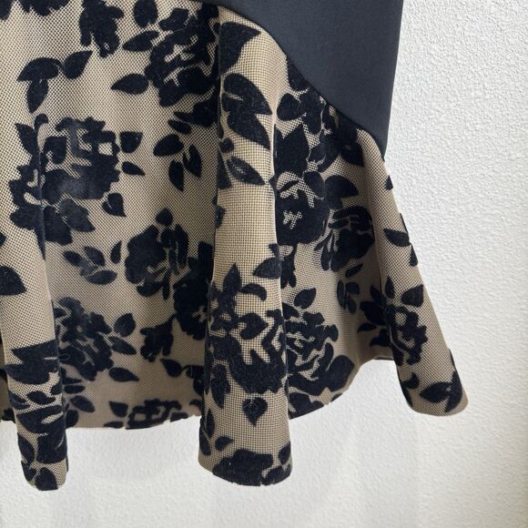 Mary Katrantzou Skirt Womens 8 Black Velvet Floral Trumpet Feminine Fairy Grunge - Picture 4 of 16